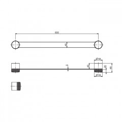 FIMA|Carlo Frattini Texture Collection Полотенцедержатель 600 мм., дизайн "H", без накладок, цвет хром