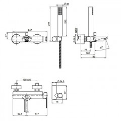 FIMA|Carlo Frattini Mast Смеситель для ванны внешнего монтажа с душевым комплектом, цвет хром