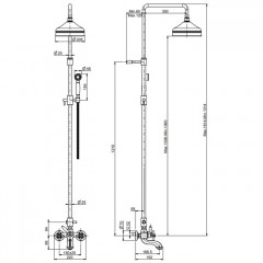 FIMA|Carlo Frattini Olivia Смеситель для ванны внешнего монтажа, с душевой стойкой, верхним душем 200 мм. и душевым комплектом, цвет хром