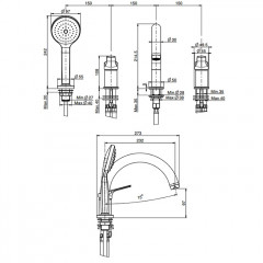 Fima Carlo Frattini Serie 4 Смеситель на борт ванны, на 4 отв., с ручным душем, цвет: хром
