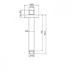 Fima Carlo Frattini Wellness Держатель верхнего душа 150 мм., потолочный монтаж, цвет: чёрный матовый