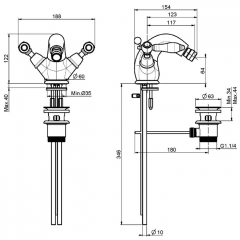 FIMA|Carlo Frattini Herend Смеситель для биде, на 1 отверстие, с донным клапаном, цвет золото