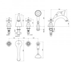 FIMA|Carlo Frattini Elizabeth Смеситель на борт ванны, с душевым комплектом, цвет хром