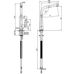 Fima Carlo Frattini Kitchen Смеситель для кухни, на 1 отв., с выдвижной лейкой Skinny, цвет: чёрный матовый