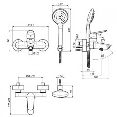 FIMA|Carlo Frattini Spot Смеситель для ванны внешнего монтажа, с душевым комплектом, цвет хром