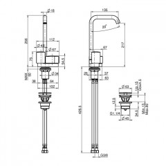 FIMA|Carlo Frattini SO Смеситель для раковины, на 1 отверстие, двухкомандный, без ручек, поворотный излив 18мм, донный клап click-clack, цвет золото