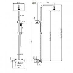 FIMA|Carlo Frattini Wellness Смеситель для душа внешнего монтажа, термостатический, с душевой стойкой, верхним душем 250 мм. и душ компл, цвет хром