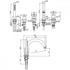 Fima Carlo Frattini Maxima Смеситель на борт ванны, на 5 отв., с ручным душем, цвет: чёрный матовый