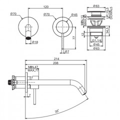 Fima Carlo Frattini Spillo Up Cмеситель для раковины, встраиваемый, излив: см., цвет: чёрный матовый