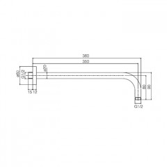 Fima Carlo Frattini Wellness Держатель верхнего душа 350 мм., настенный монтаж, цвет: чёрный матовый