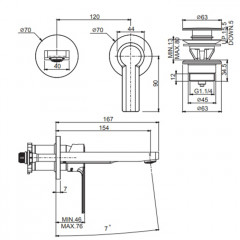 Fima Carlo Frattini Mast Cмеситель для раковины, встраиваемый, излив: 15.4см., цвет: чёрный матовый
