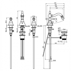 FIMA|Carlo Frattini Epoque Смеситель для биде, на 3 отверстия, с вращающимся изливом, с донным клапаном, цвет бронза