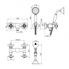 FIMA|Carlo Frattini Elizabeth Смеситель для душа внешнего монтажа, с душевым комплектом, цвет хром
