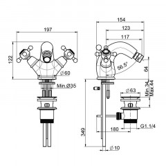 FIMA|Carlo Frattini Elizabeth Смеситель для биде на 1 отверстие, с донным клапаном, цвет хром