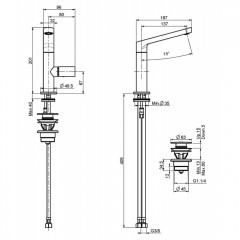 FIMA|Carlo Frattini Nomos go Смеситель для раковины, высота 201 мм., вращающийся излив, с донным клапаном click-clack, цвет хром