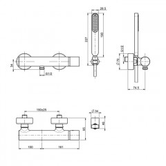 FIMA|Carlo Frattini Nomos go Смеситель для душа внешнего монтажа, с душевым комплектом, цвет хром
