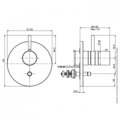 Fima Carlo Frattini, Wellness Fimatherm, Смеситель для душа, одн-жный, встраиваемый, на два источника с перекл., без внутр. части, цвет-хром