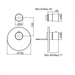 FIMA|Carlo Frattini Spillo Steel Смеситель для душа встроенный, термостатический, 1 запорный вентиль, внешняя часть, цвет INOX