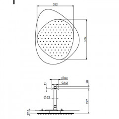 FIMA|Carlo Frattini Wellness Верхний душ Cloud, в комплекте с потолочным держателем 150 мм., верхняя пластина хром, цвет хром