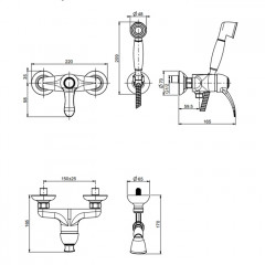 Fima Carlo Frattini Lamp Смеситель для душа, настенный, с ручным душем, цвет: золото