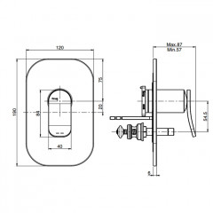 Fima Carlo Frattini Flo Смеситель для душа, встраиваемый, с переключателем на 2 выхода, цвет: чёрный матовый
