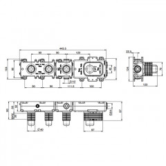 FIMA|Carlo Frattini Внутренняя часть встраиваемого термостатического смесителя для душа с душевым комплектом, на 2 источника