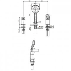 Fima Carlo Frattini Serie 22 Смеситель на борт ванны, на 3 отв., с ручным душем, цвет: чёрный матовый