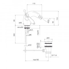 FIMA|Carlo Frattini Herend Смеситель для биде, на 1 отверстие, с донным клапаном, цвет хром