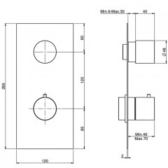 FIMA|Carlo Frattini Spillo Steel Смеситель для душа встроенный, термостатический, 1 запорный вентиль, внешняя часть, цвет INOX