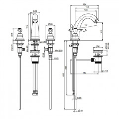 Fima Carlo Frattini Epoque Смеситель для раковины, на 3 отв., с донным клапаном, цвет: золото