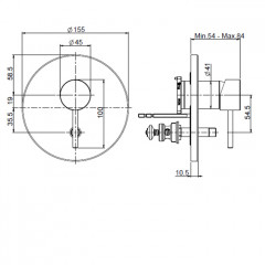 Fima Carlo Frattini Spillo Up Смеситель для душа встроенный, на 2 источника, внешняя часть, цвет: чёрный матовый