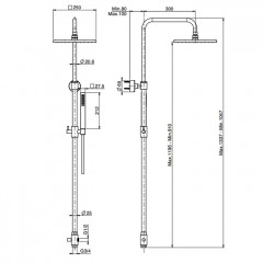 Fima Carlo Frattini Colonne doccia Душевая стойка, верхний душ 25x25см., с держателем и ручным душем, цвет: чёрный матовый