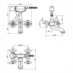 FIMA|Carlo Frattini Olivia Смеситель для ванны внешнего монтажа, с душевым комплектом, цвет бронза