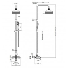 FIMA|Carlo Frattini Lamp Смеситель для душа внешнего монтажа, с душевой стойкой, верхним душем 200 мм. и душевым комплектом, цвет хром