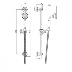 FIMA|Carlo Frattini Wellness Душевая штанга из латуни в комплекте со шлангом 1500 мм. и ручным душем из латуни, ручка из белой керамики, цвет золото