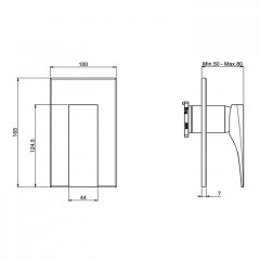 Fima Carlo Frattini, Bathroom Zeta, Смеситель для душа, однорычажный, встраиваемый,на 1 отв., без внутр. части, цвет: чёрный матовый