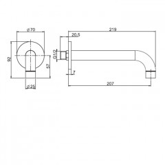 Fima Carlo Frattini WELLNESS Излив для настенного монтажа, длина 207 мм., цвет: чёрный матовый