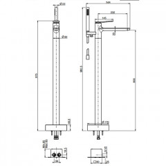 Fima Carlo Frattini Flo Смеситель для ванны, напольный, с ручным душем, цвет: чёрный матовый