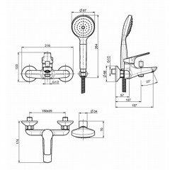 FIMA|Carlo Frattini Serie 4 Смеситель для ванны внешнего монтажа, с душевым комплектом, цвет хром