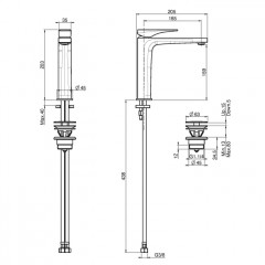 FIMA|Carlo Frattini Zeta Смеситель для раковины, высота 203 мм., без донного клапана, цвет хром