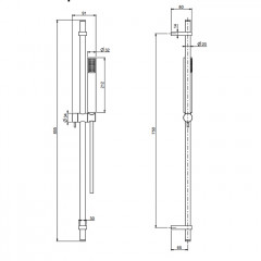 Fima Carlo Frattini Wellness Душевая штанга с ручным душем и шлангом 1500 мм., цвет: чёрный матовый