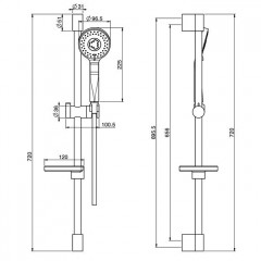 FIMA|Carlo Frattini Wellness Душевая штанга с ручным душем, шлангом 1500 мм. и мыльницей, цвет хром