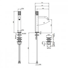 FIMA|Carlo Frattini Spillo Up Смеситель для раковины, высота 240 мм., излив 168 мм., с донным клапаном click-clack, цвет белый матовый
