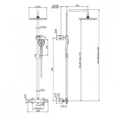 FIMA|Carlo Frattini Wellness Смеситель для душа внешнего монтажа, термостатический, с душевой стойкой, верхним душем 250 мм. и душ компл, цвет хром