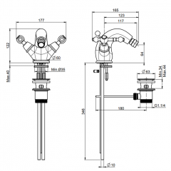 FIMA|Carlo Frattini Epoque Смеситель для биде, на 1 отверстие, с донным клапаном, цвет бронза