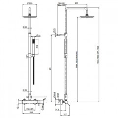 FIMA|Carlo Frattini Spillo Up Смеситель для душа с душевой стойкой, верхним душем 250 мм. и душевым комплектом, цвет хром