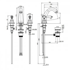 Fima Carlo Frattini Herend Смеситель для раковины, на 3 отв., с донным клапаном, цвет: золото