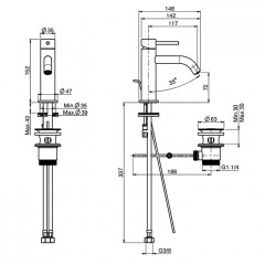 Fima Carlo Frattini Spillo Up Смеситель для раковины, на 1 отв., XS, с донным клапаном, цвет: хром