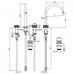Fima Carlo Frattini Texture Collection Смеситель на раковину, на 3 отв., с донным клапаном, цвет: чёрный матовый