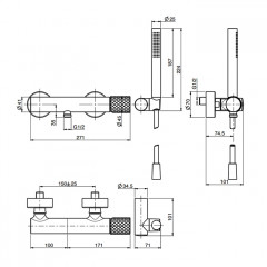 Fima Carlo Frattini Spillo Tech Смеситель для душа, настенный, с ручным душем, цвет: золото